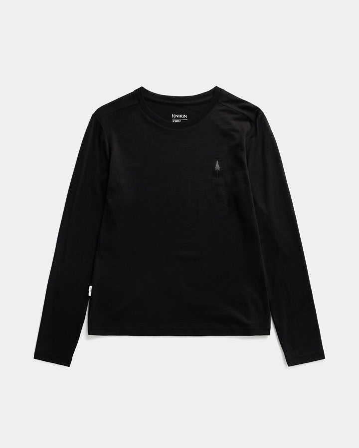 NIKIN TreeShirt Longsleeve Wool Slim Damen Langarmshirt Schwarz Merino