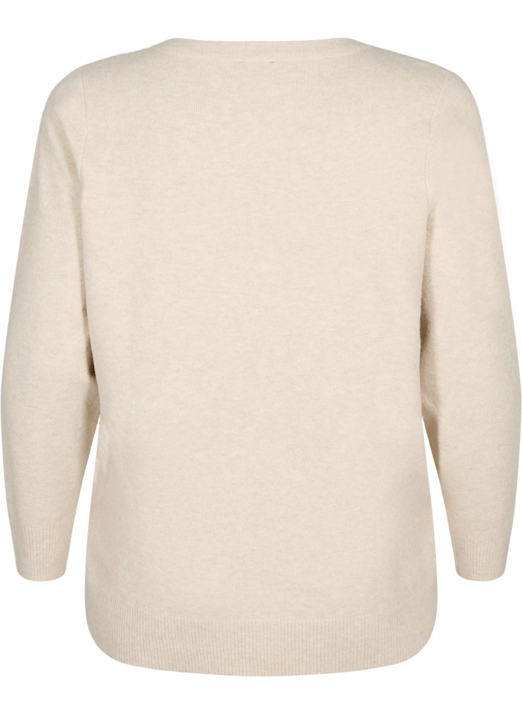Zizzi Strickpullover Große Größen Melange V-Ausschnitt