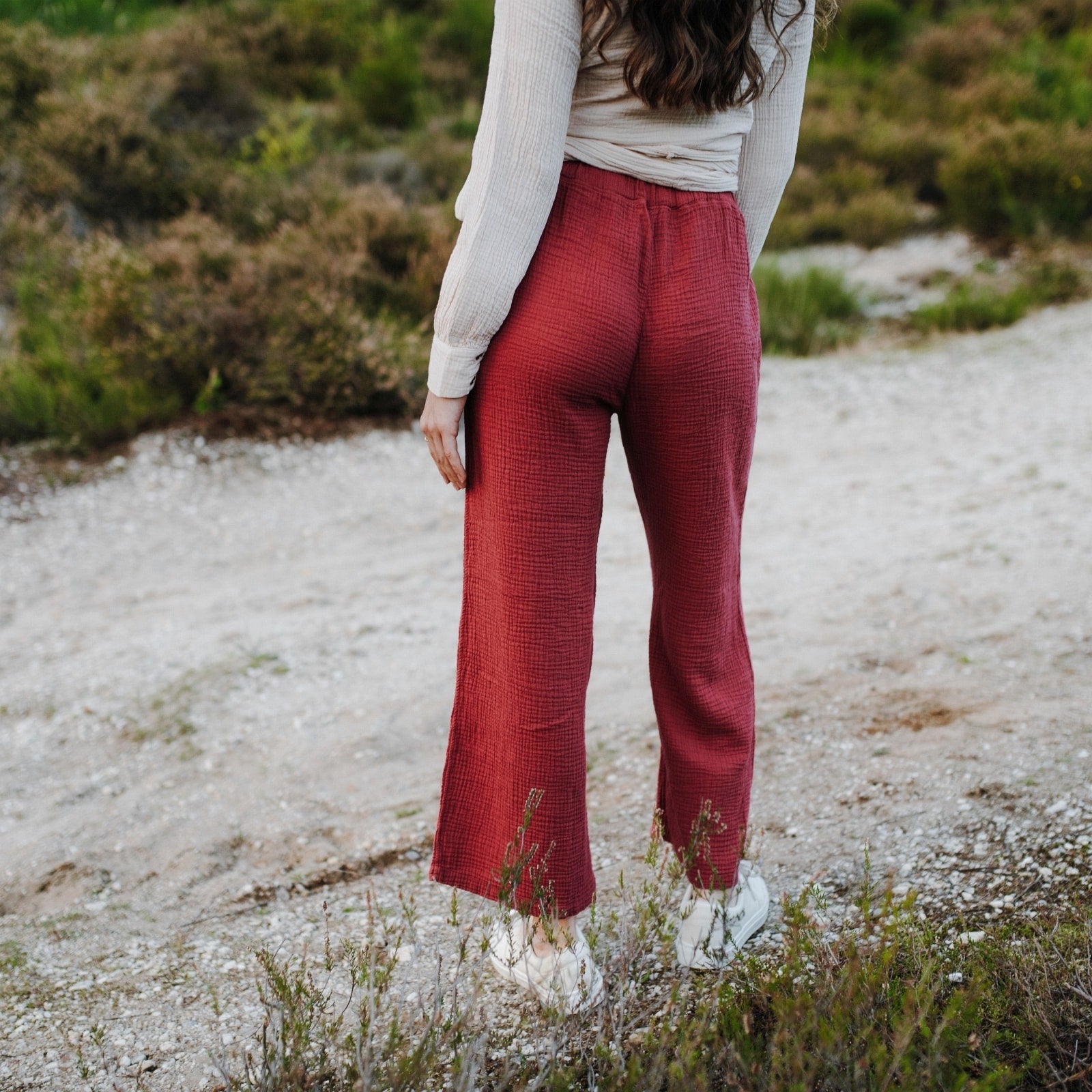 NORDLICHT Hosen Leja Musselin Hose Damen Rot gerade