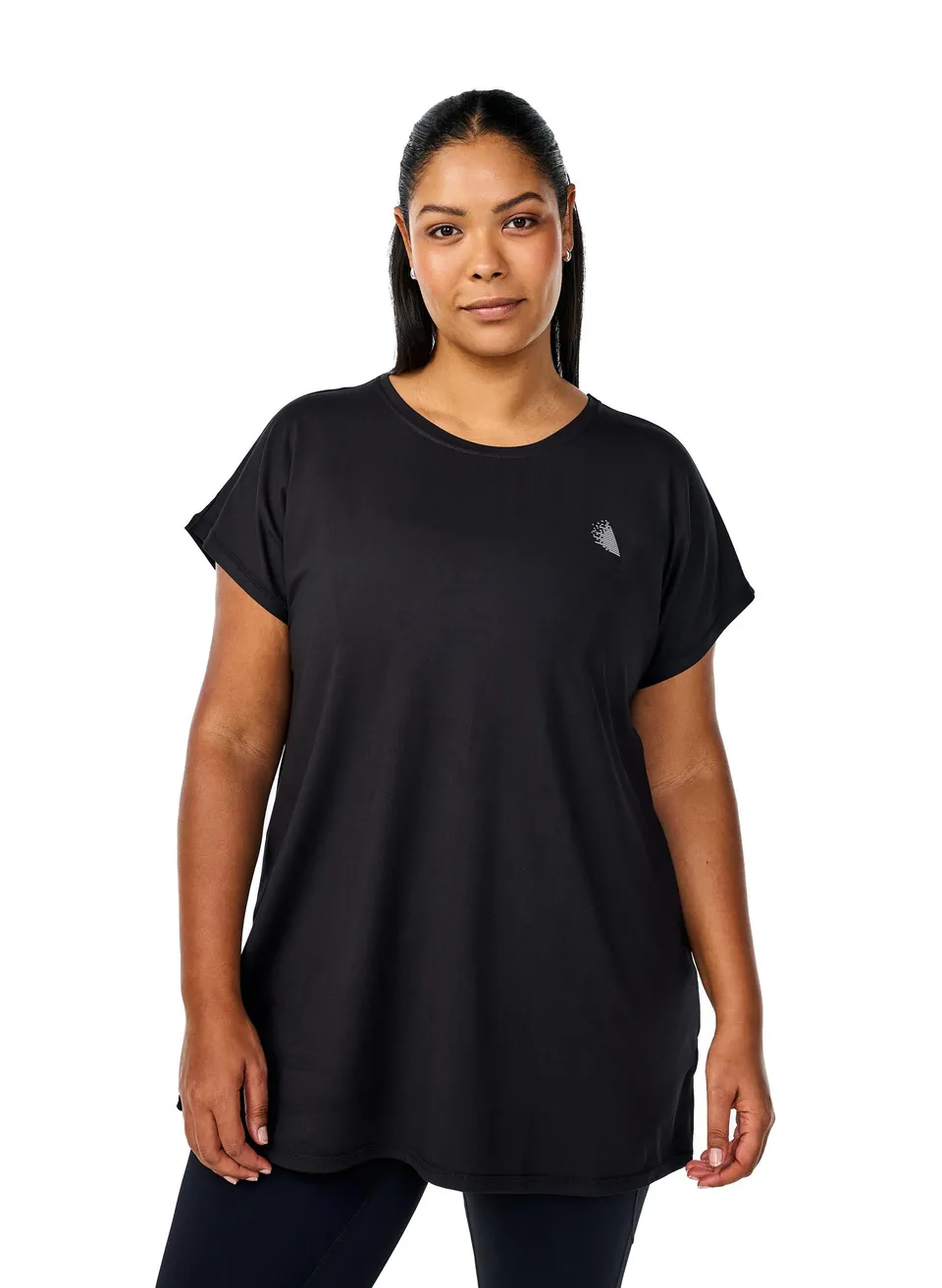 Zizzi Activewear Sport T-Shirt Schwarz Lang Loose Fit