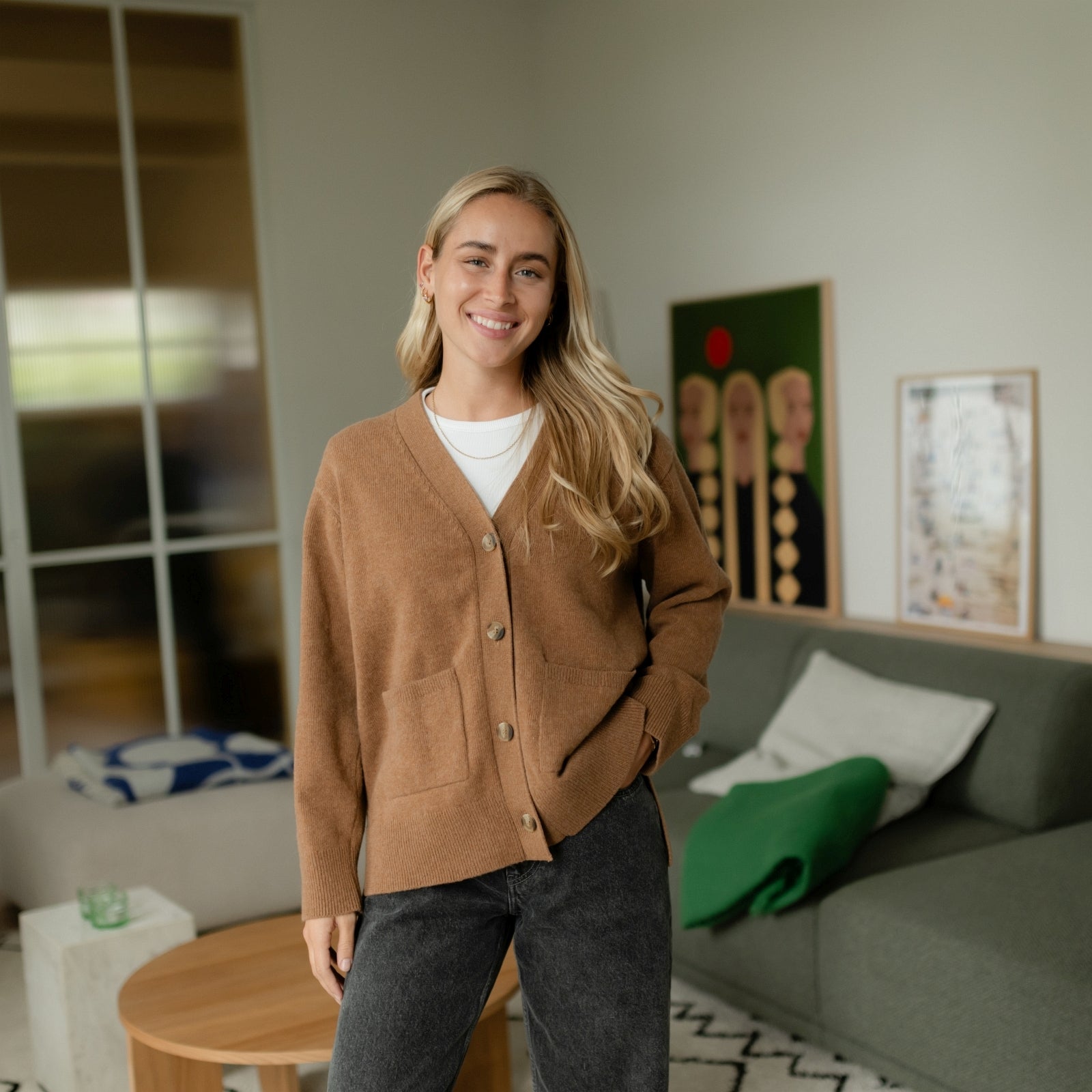 Nordlicht Milla Woll-Cardigan Strickjacke braun Recycling-Wolle