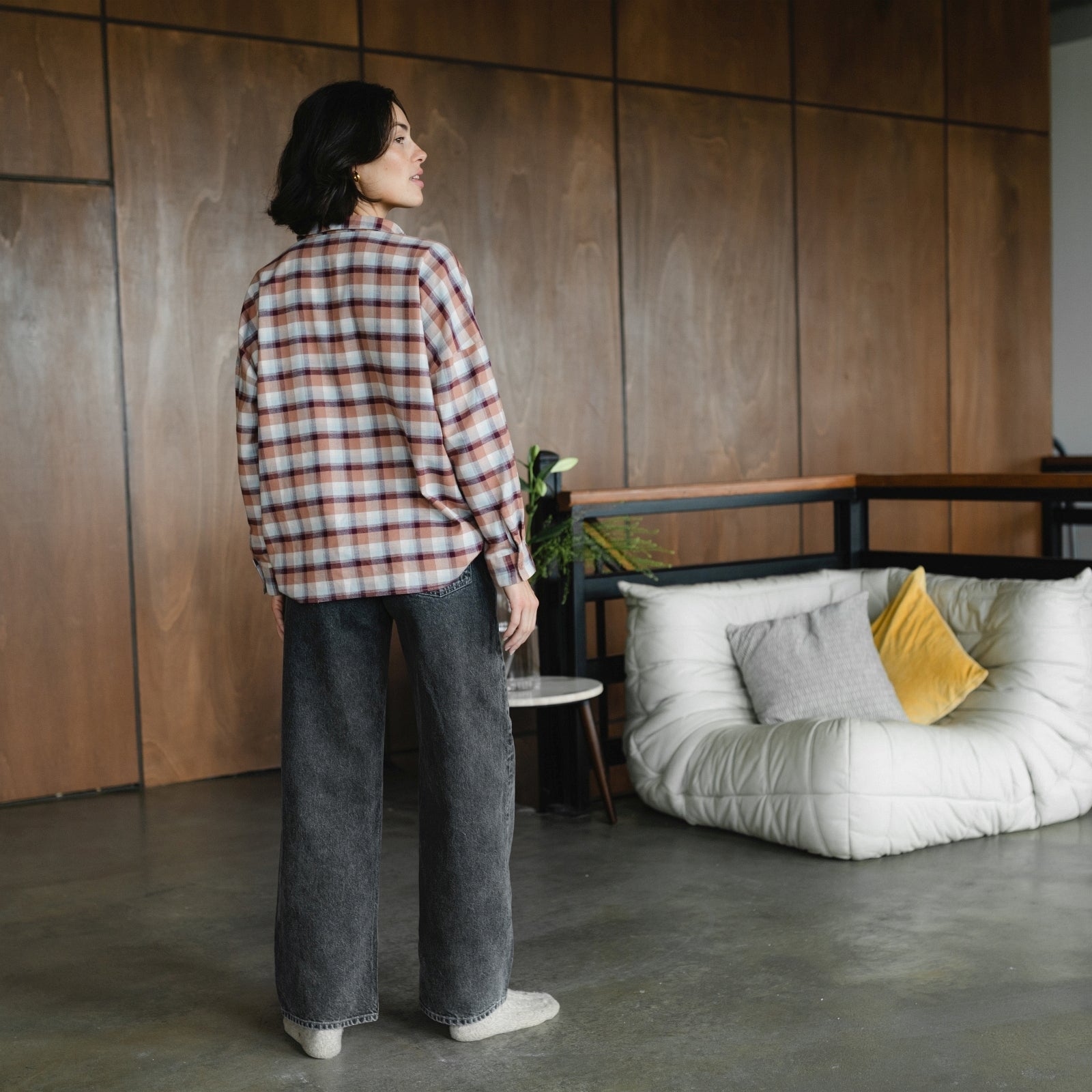 Nordlicht Femke Flanellbluse Karo Braun XS