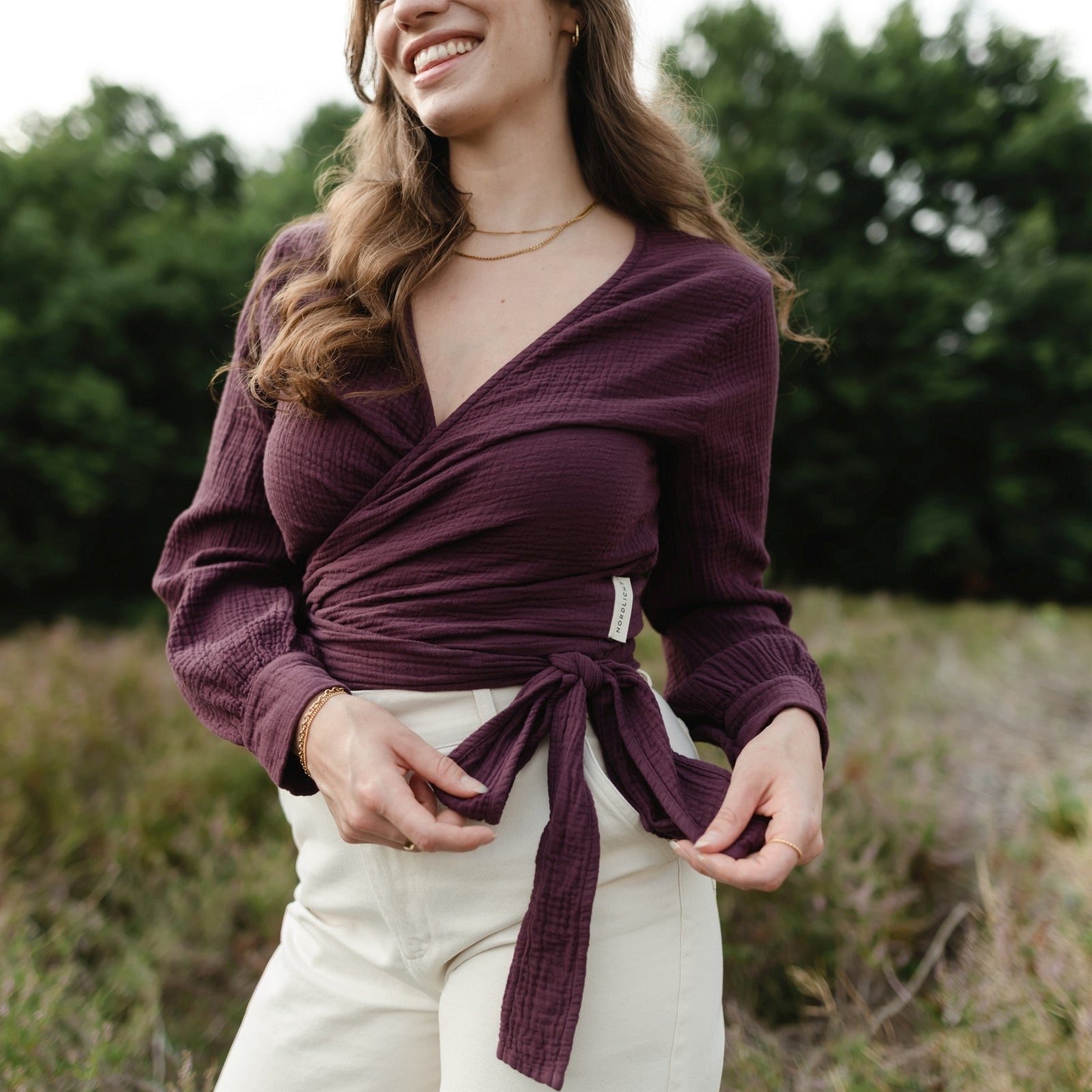 Nordlicht Freda Musselin Wickelbluse Cherry