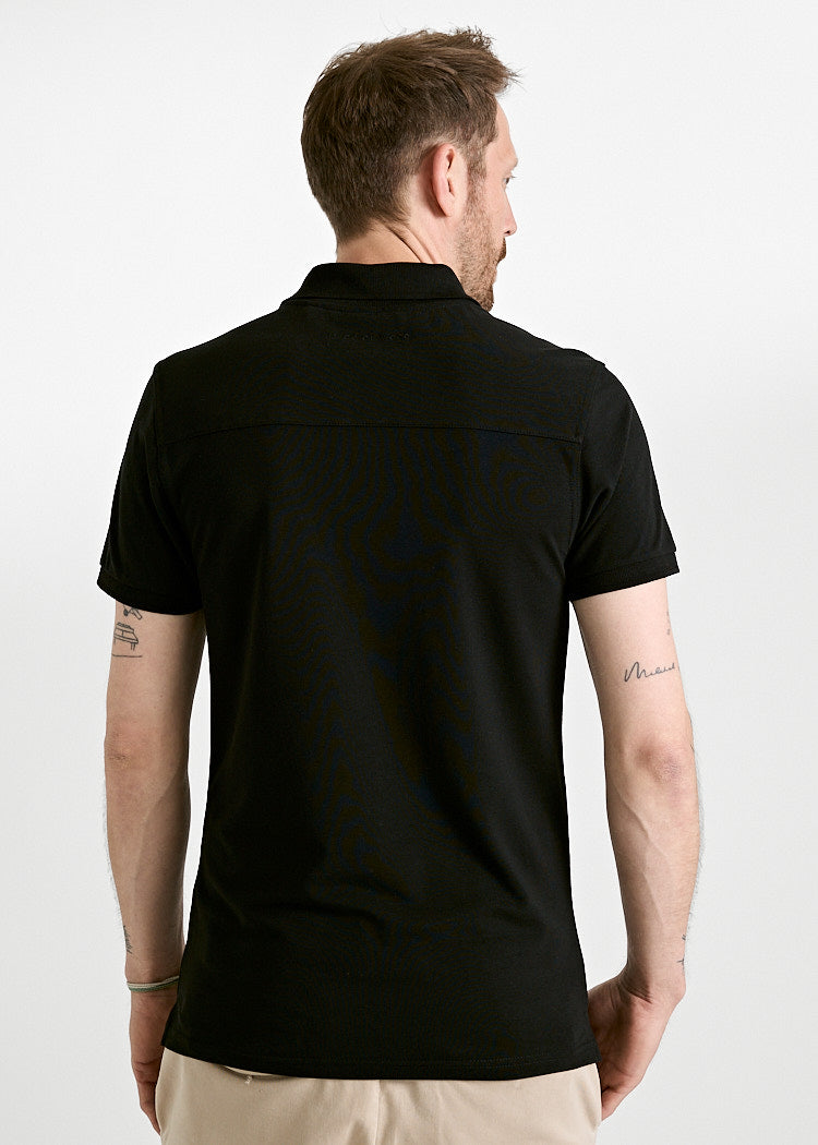 Wijld Paul Polo-Shirt Black Herren Lyocell Regular