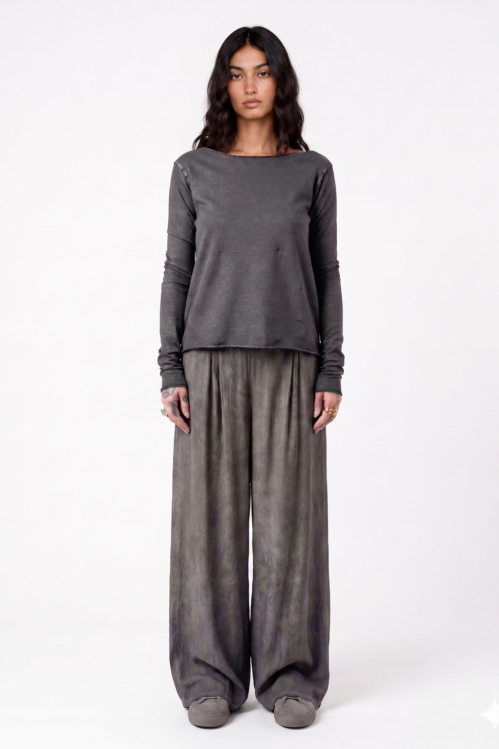 Sanctamuerte T-Shirt Manica Lunga Langarmshirt Crop Baumwolle