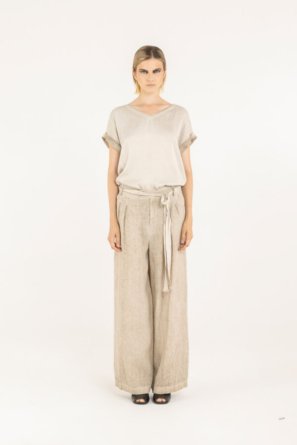 Sanctamuerte Pantaloni Pantalone Regular Hose Leinen Bügelfalte