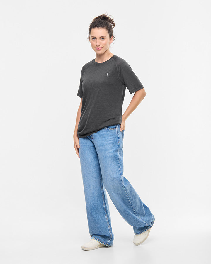 NIKIN TreeShirt Wool T-Shirt Dark Anthracite Mel Merinowolle
