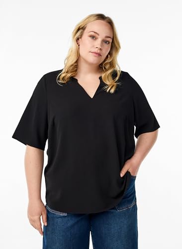 Zizzi Blouses & Shirts Bluse Kurzarm V-Ausschnitt Uni 42-60