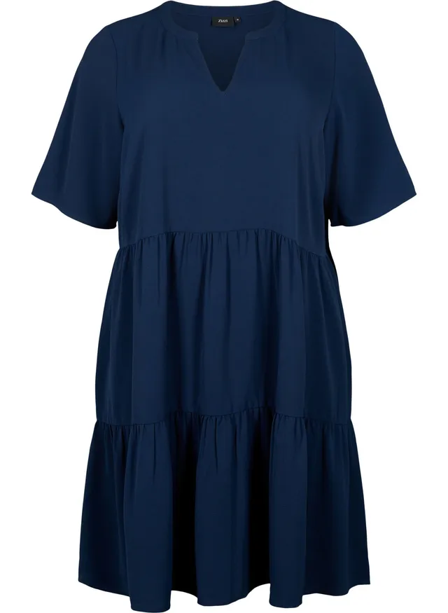 Zizzi Dresses Kleid Kurzarm V-Ausschnitt A-Linie Gr.42-60