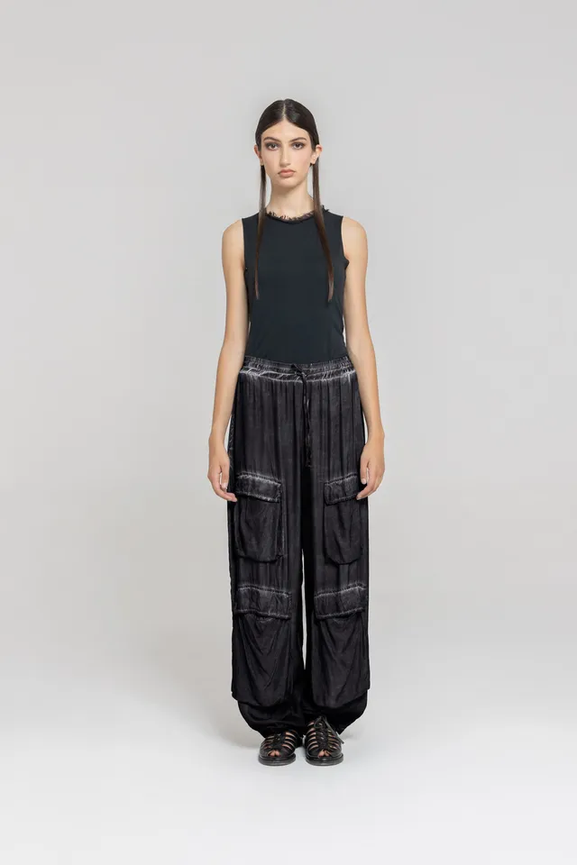 Sanctamuerte Pantaloni Cargo Hose Loose Fit mit Kordelbund