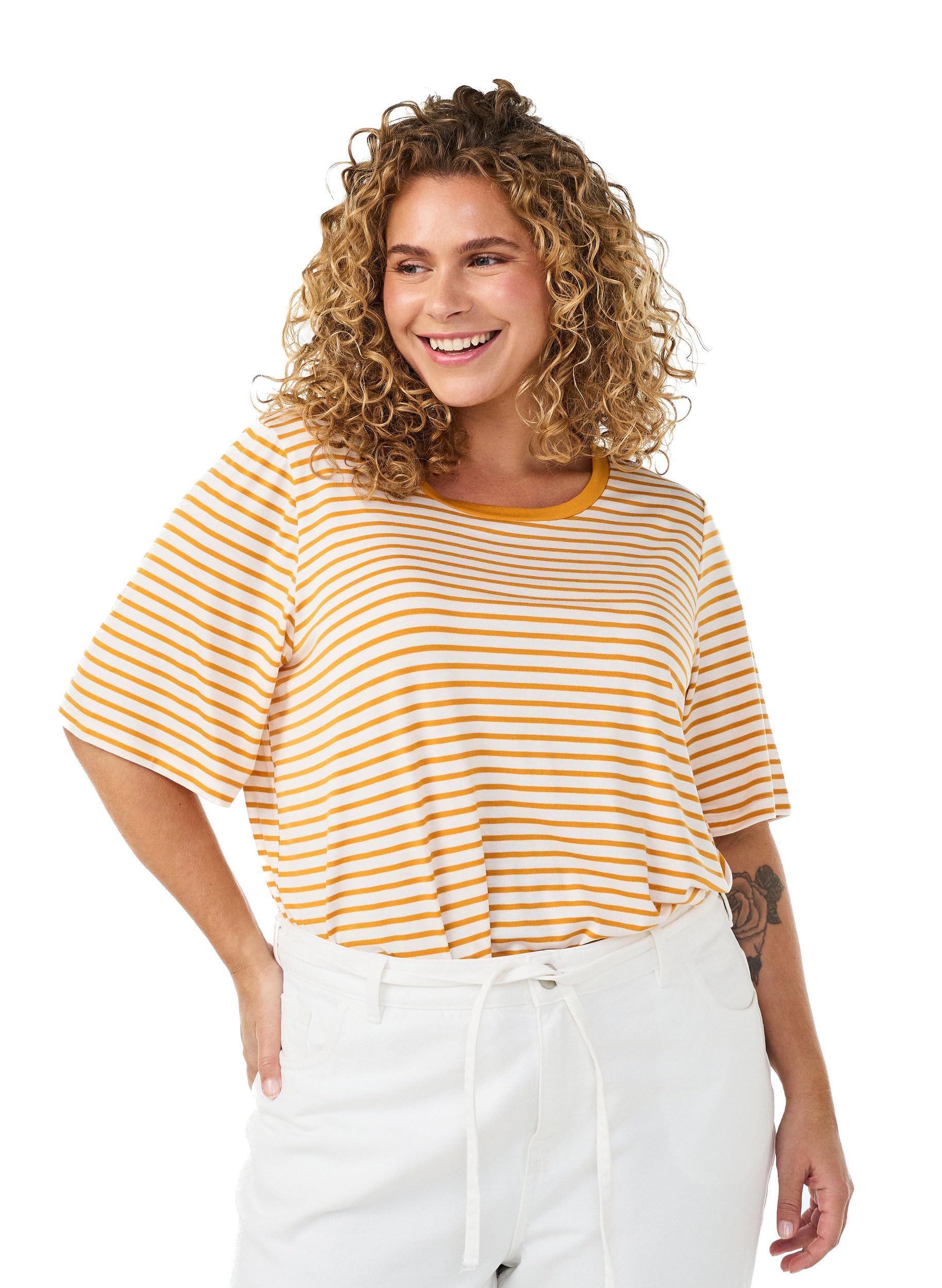 Zizzi T-Shirt Damen Rundhals Modal Print Große Größen