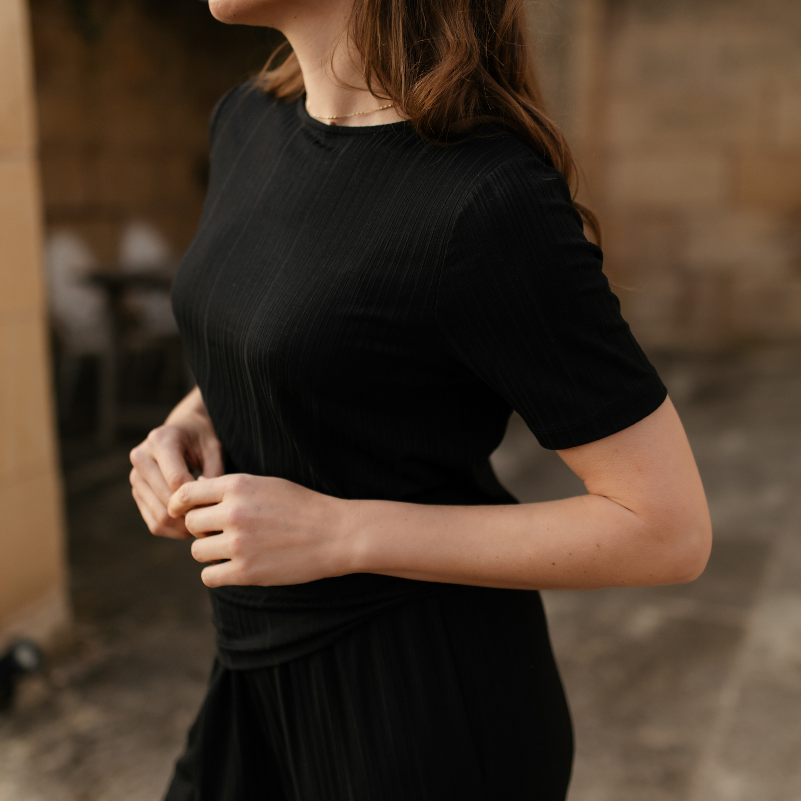 NORDLICHT Lily T-Shirt Streifen Schwarz Tencel