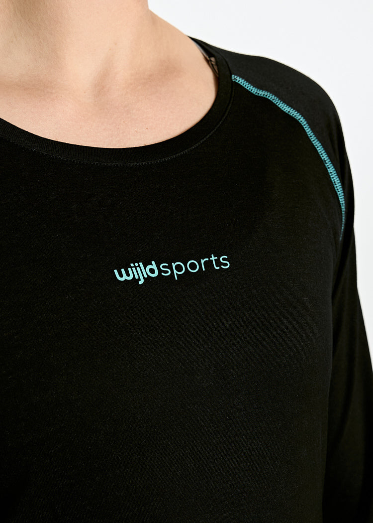Wijld Nellie Langarmshirt Damen Black Blue Sport atmungsaktiv