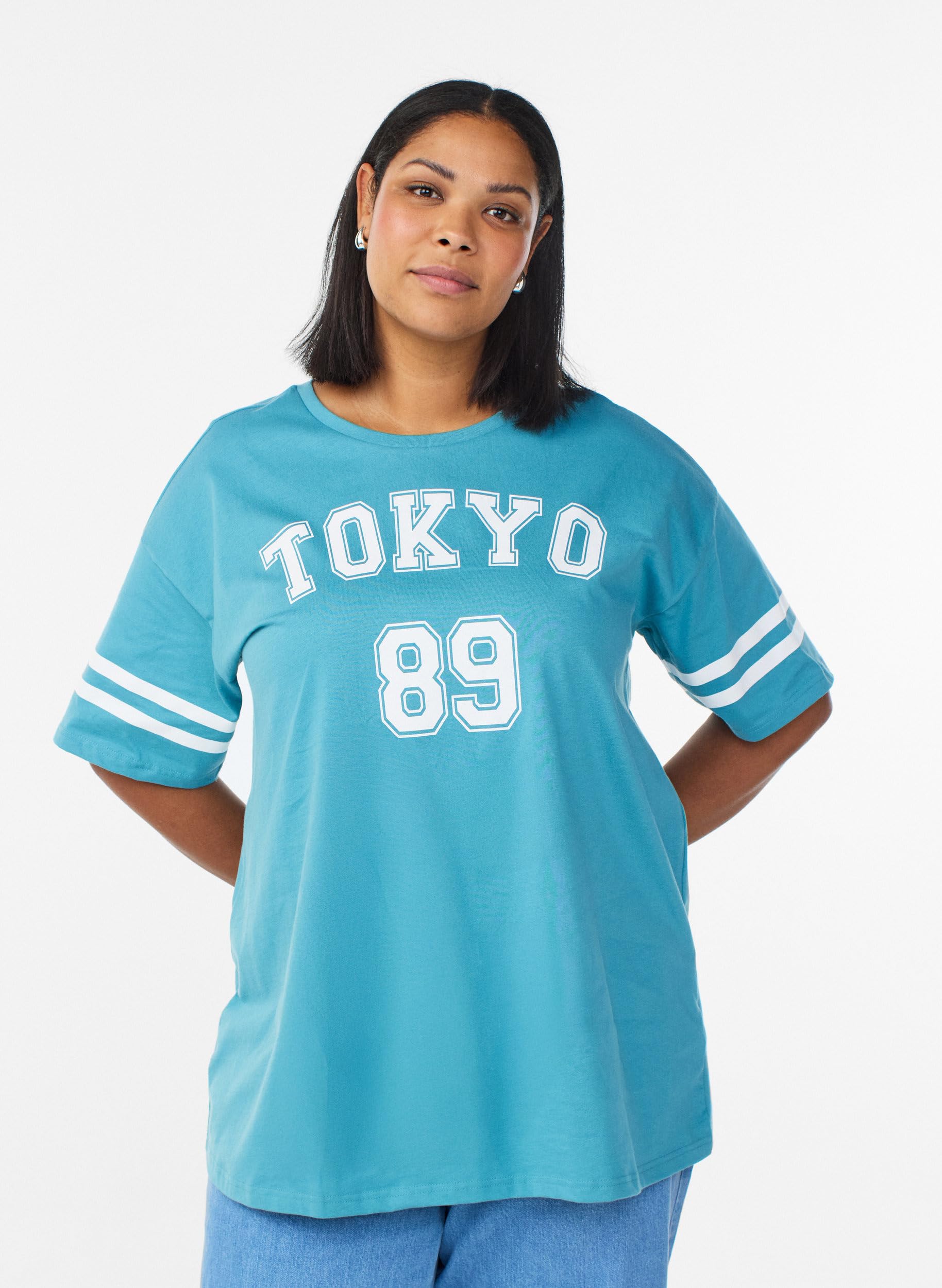 Zizzi T-Shirt Baumwolle College Adriatic Tokyo 89 42-44