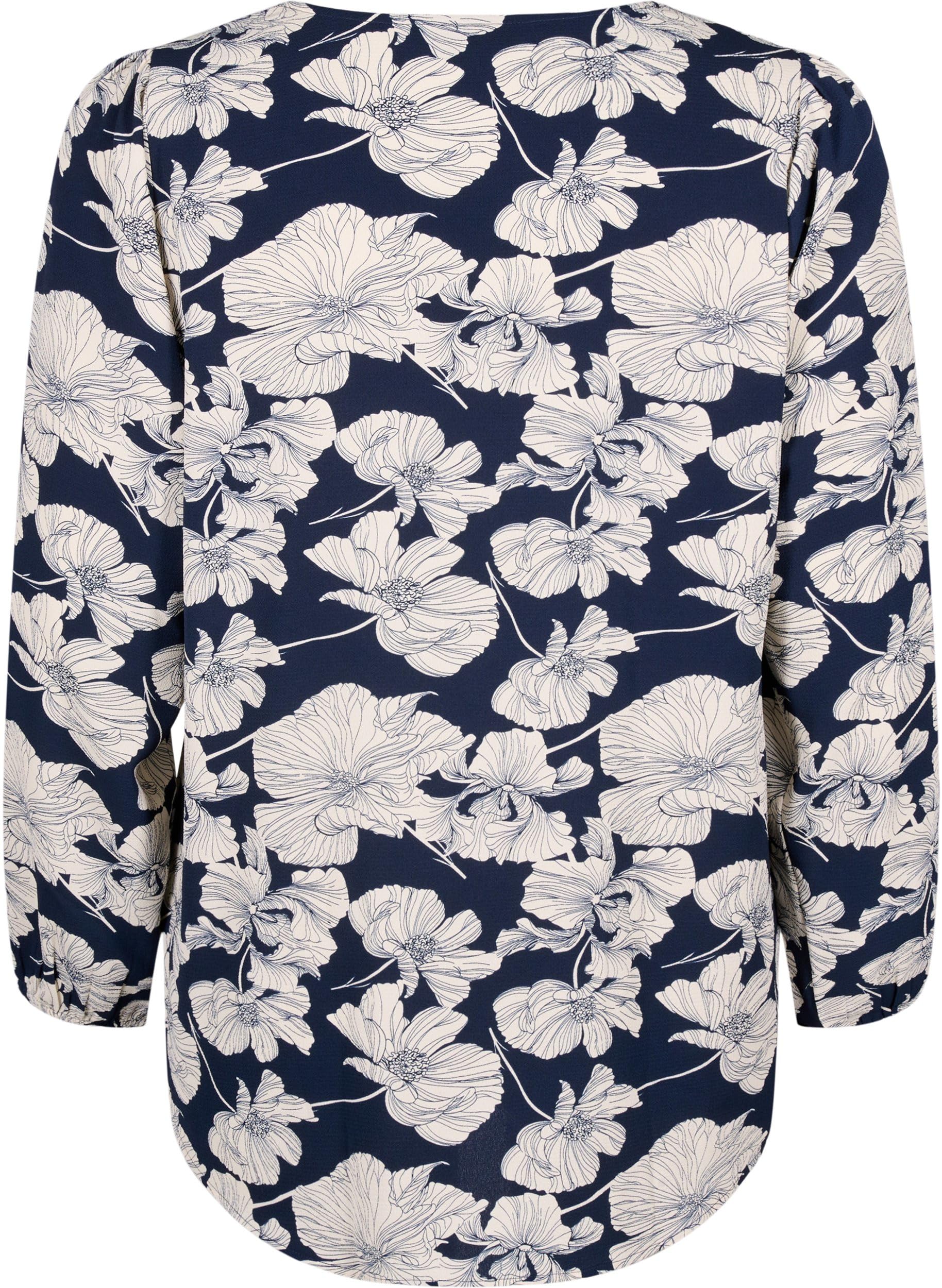 Zizzi Hemdbluse V-Ausschnitt Print Langarm