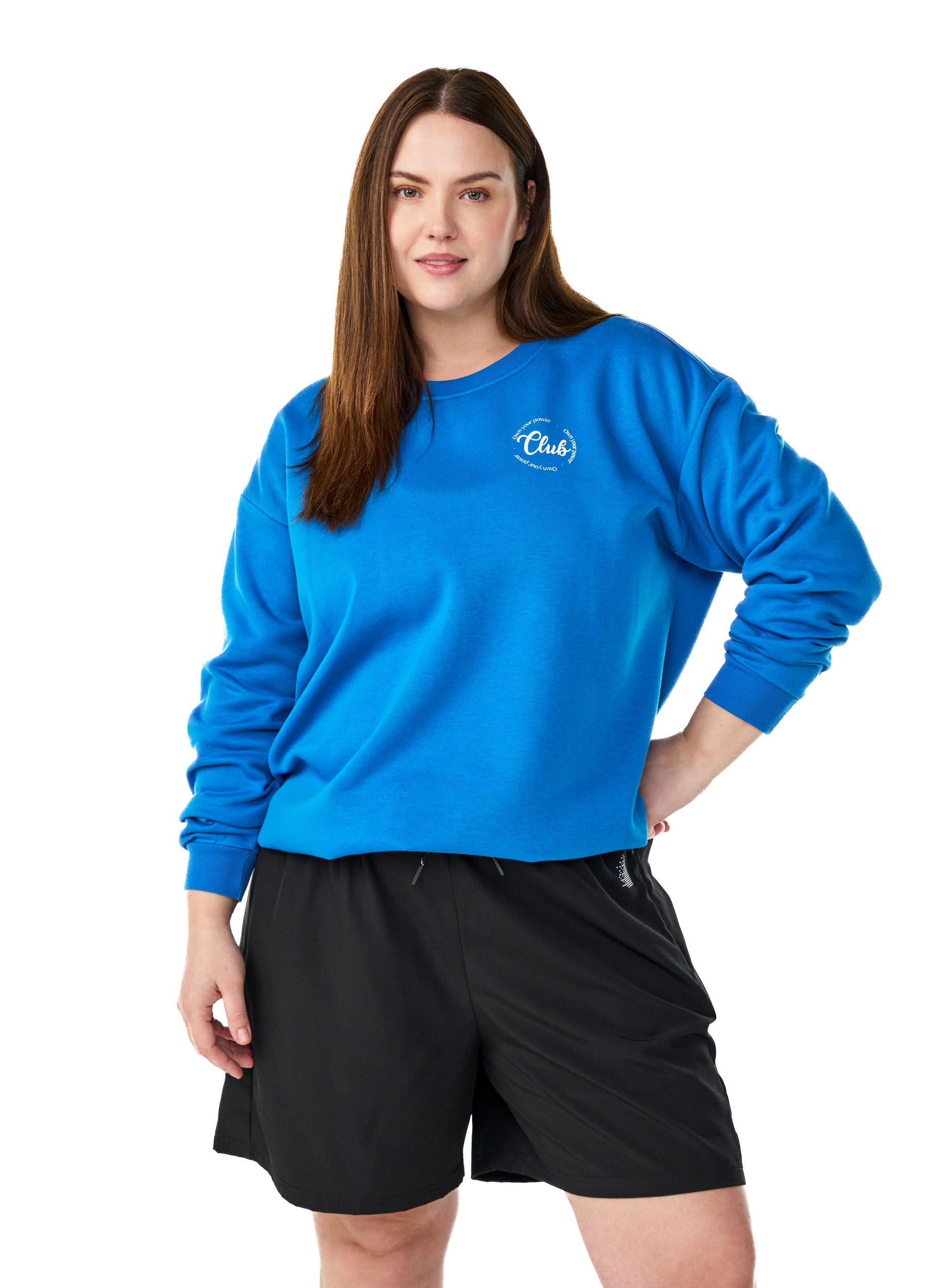 Zizzi Activewear Text Sweatshirt Directoire Blue Große Größen