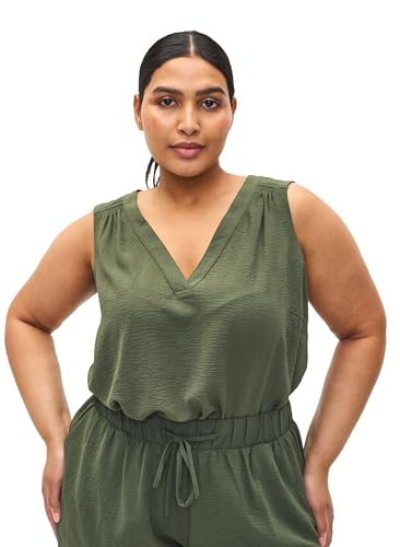 Zizzi Top Damen Ärmellos V-Ausschnitt Smock