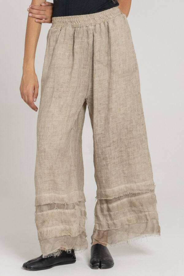 Sanctamuerte Pantaloni Doppia Balza Hose Leinen Viskose Seide