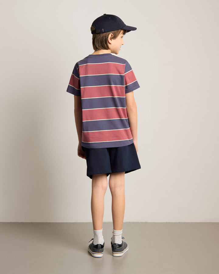 NIKIN TreeShirt Striped Kinder T-Shirt Dark Ink-Blush Bio 122/128