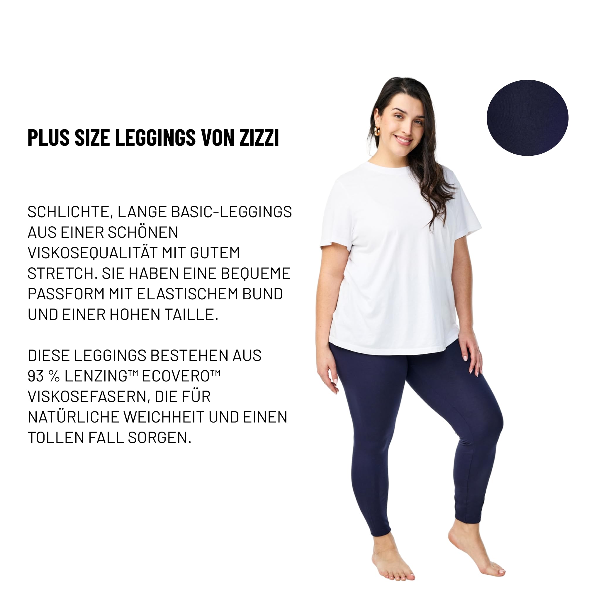 Zizzi Basic Leggings Damen große Größen Viskose lang