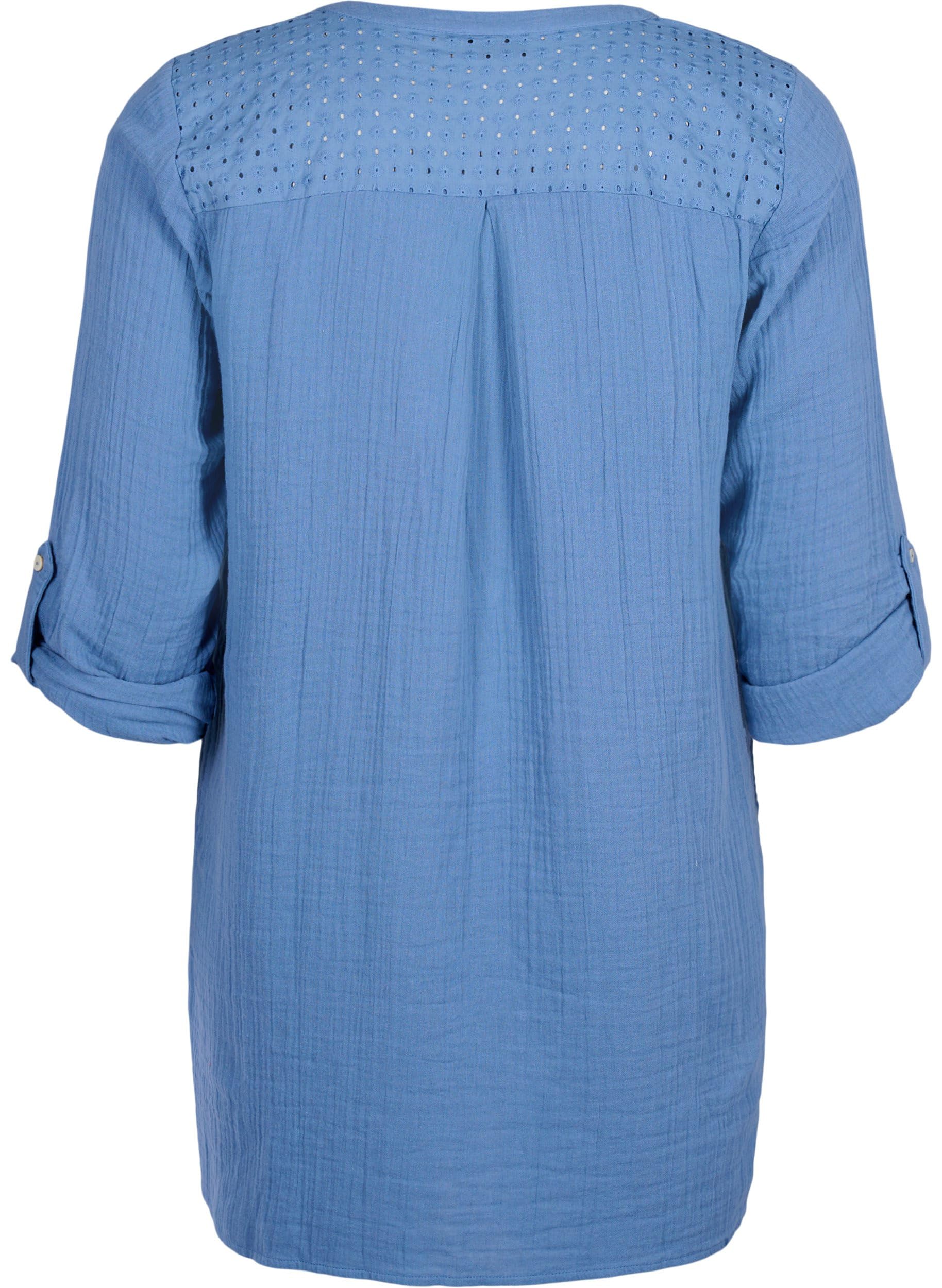 Zizzi T-Shirts & Tops Tunika Baumwolle 3/4 Ärmel Broderie