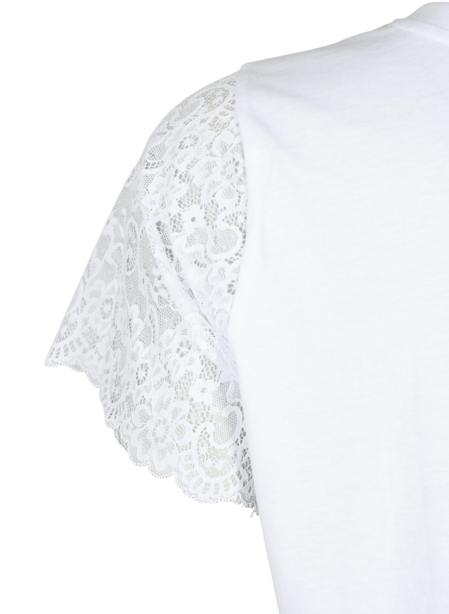 Zizzi T-Shirts & Tops T-Shirt V-Ausschnitt Spitze Baumwolle