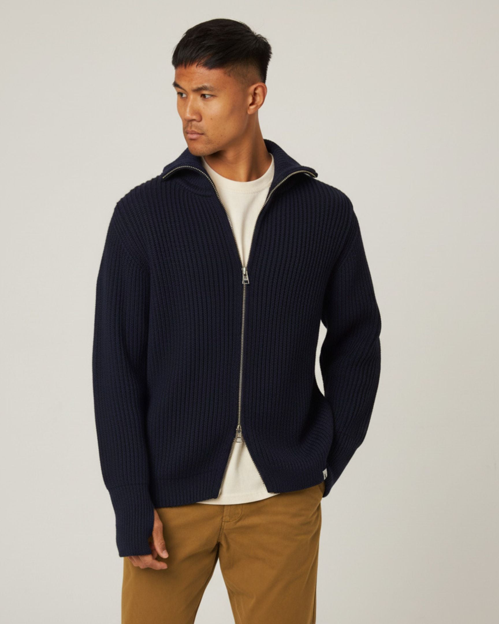 Peregrine Fisherman Cardigan Herren Oak L Merinowolle