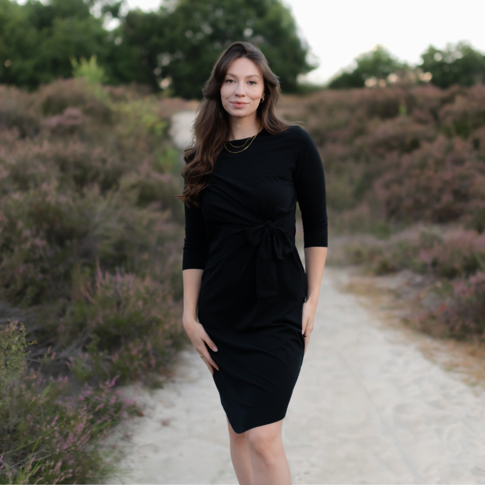 NORDLICHT Greta Langarm Jersey Kleid Schwarz