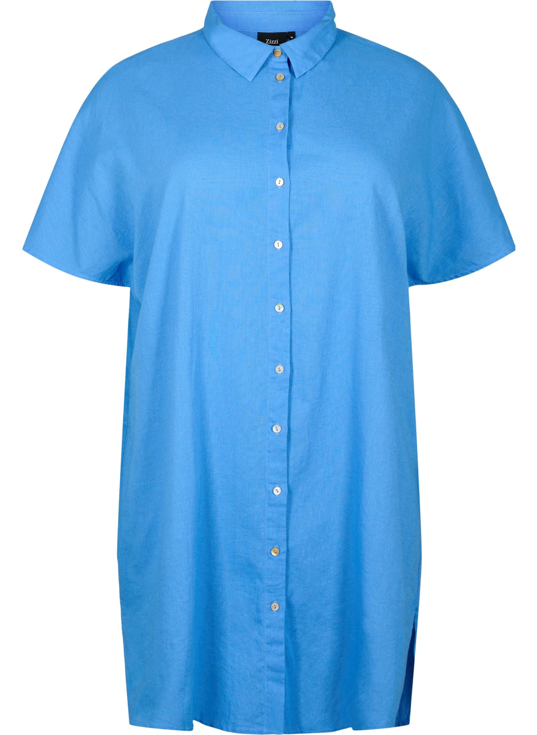 Zizzi Blouses & Shirts Hemd Kurzarm Baumwolle Leinen Plus Size