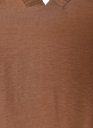 Zizzi Tunika V-Neck Puffärmel T-Shirt Große Größen Viskose