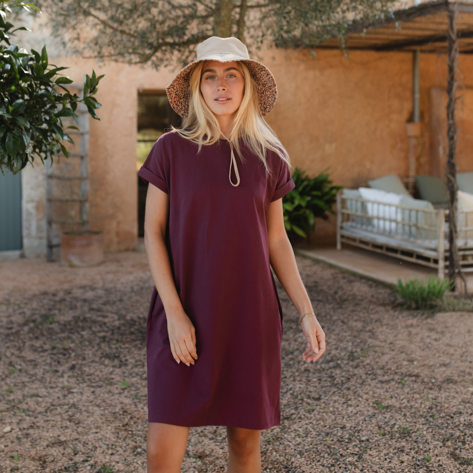 NORDLICHT Meike T-Shirt Kleid Rot Taschen Bio