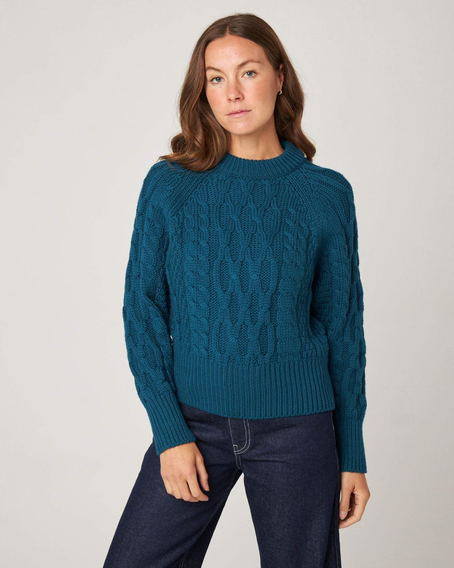 Peregrine Isobel Aran Strickpullover Damen Citron Merino