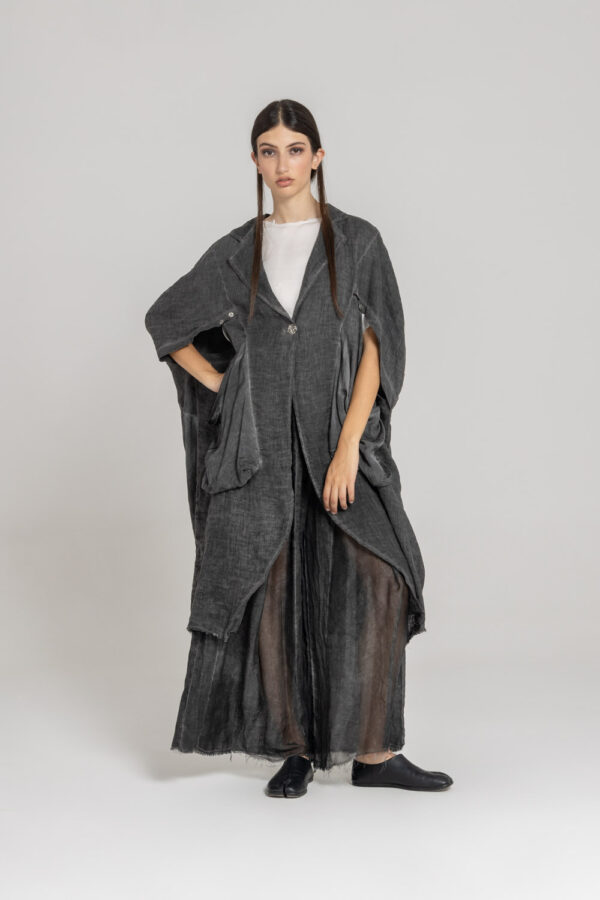 Sanctamuerte Capispalla Kimono Blazer Over Blazer Leinen
