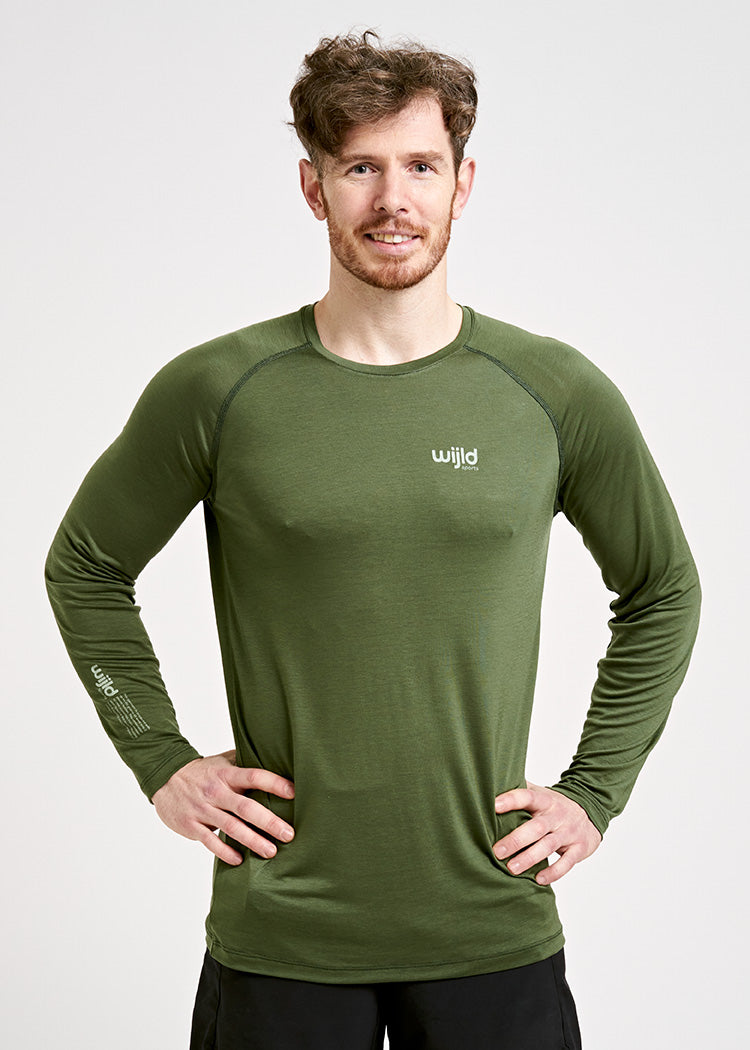 Wijld Longsleeves Sport Langarmshirt Herren Olive Lyocell