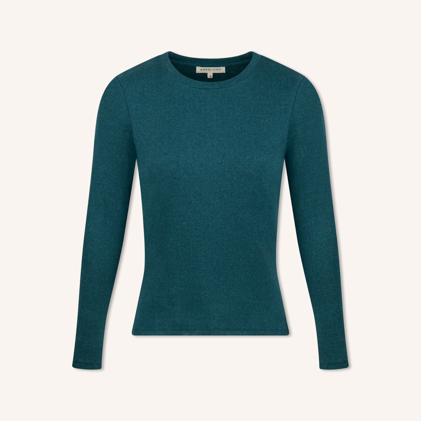 NORDLICHT Lica Langarmshirt Damen Ozeangrün Ripp Bio
