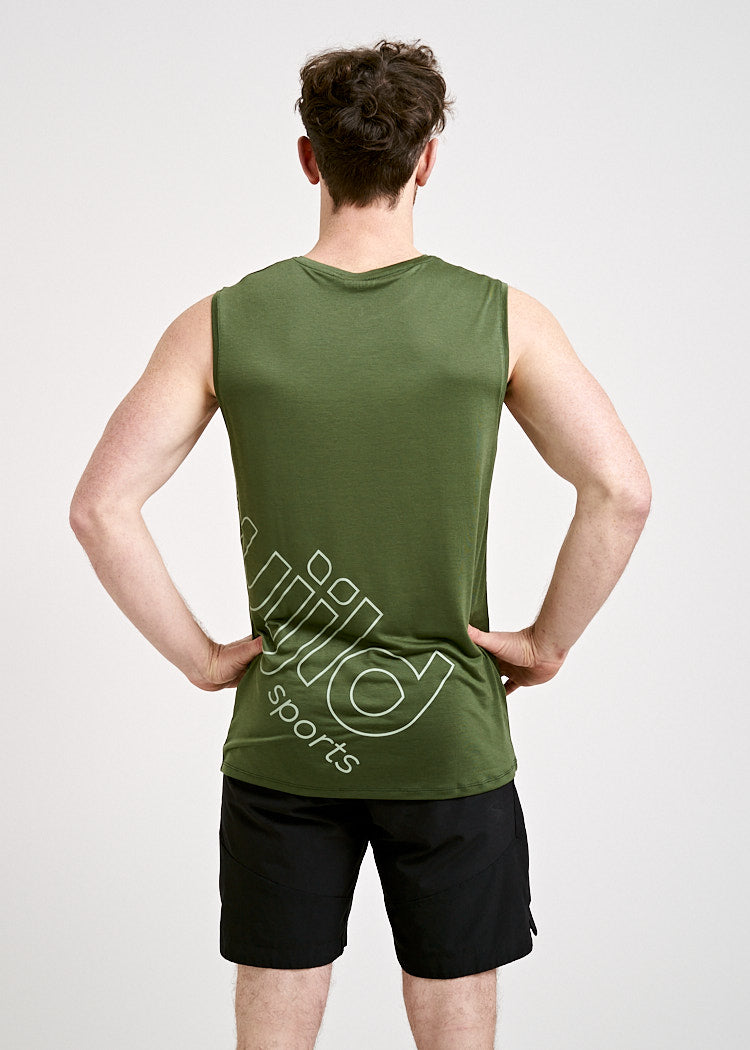 Wijld Sleeveless Herren Sportshirt Olive Lyocell