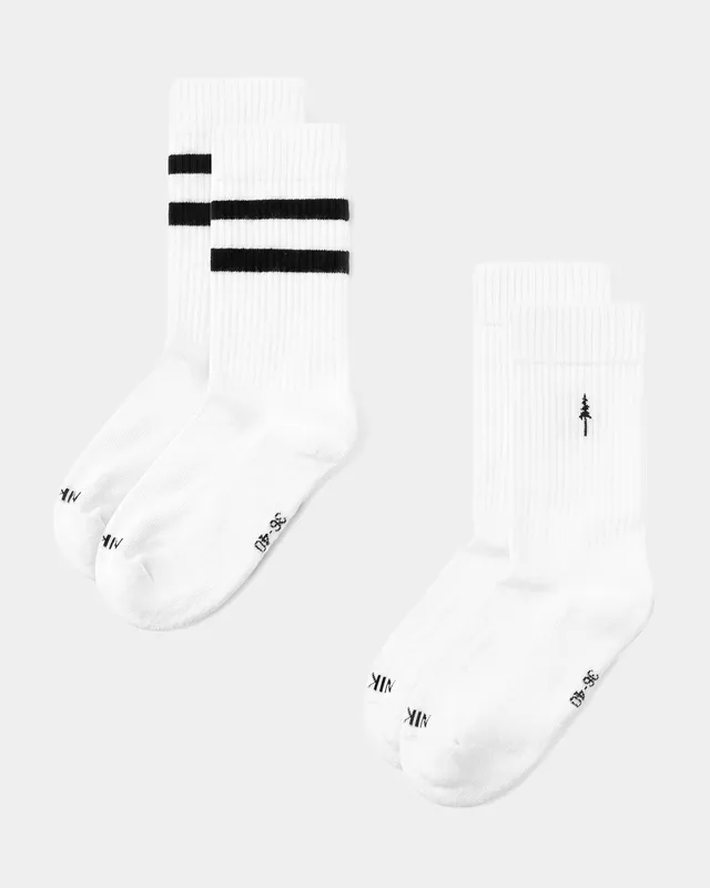 NIKIN TreeSocks Ribbed Classic 2-Pack Socken White