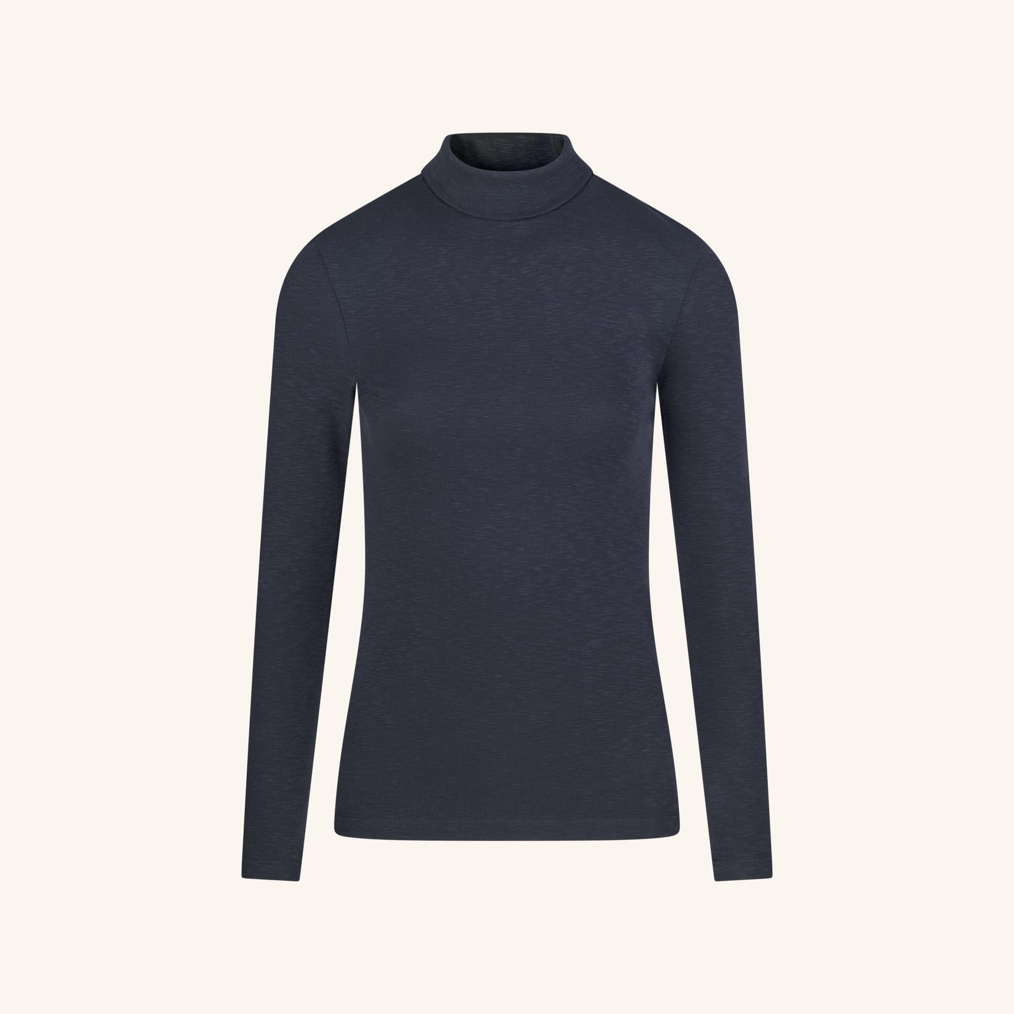 NORDLICHT Longsleeves Dana Rollkragenshirt Schwarz Bio-Baumwolle