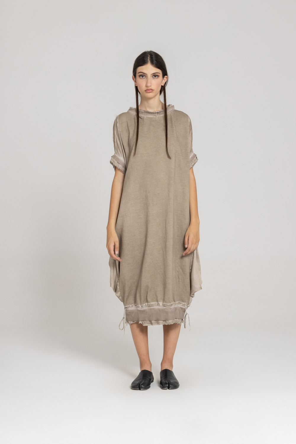 Sanctamuerte Abiti Abito Felpa Kleid Baumwolle Lang Kurzarm