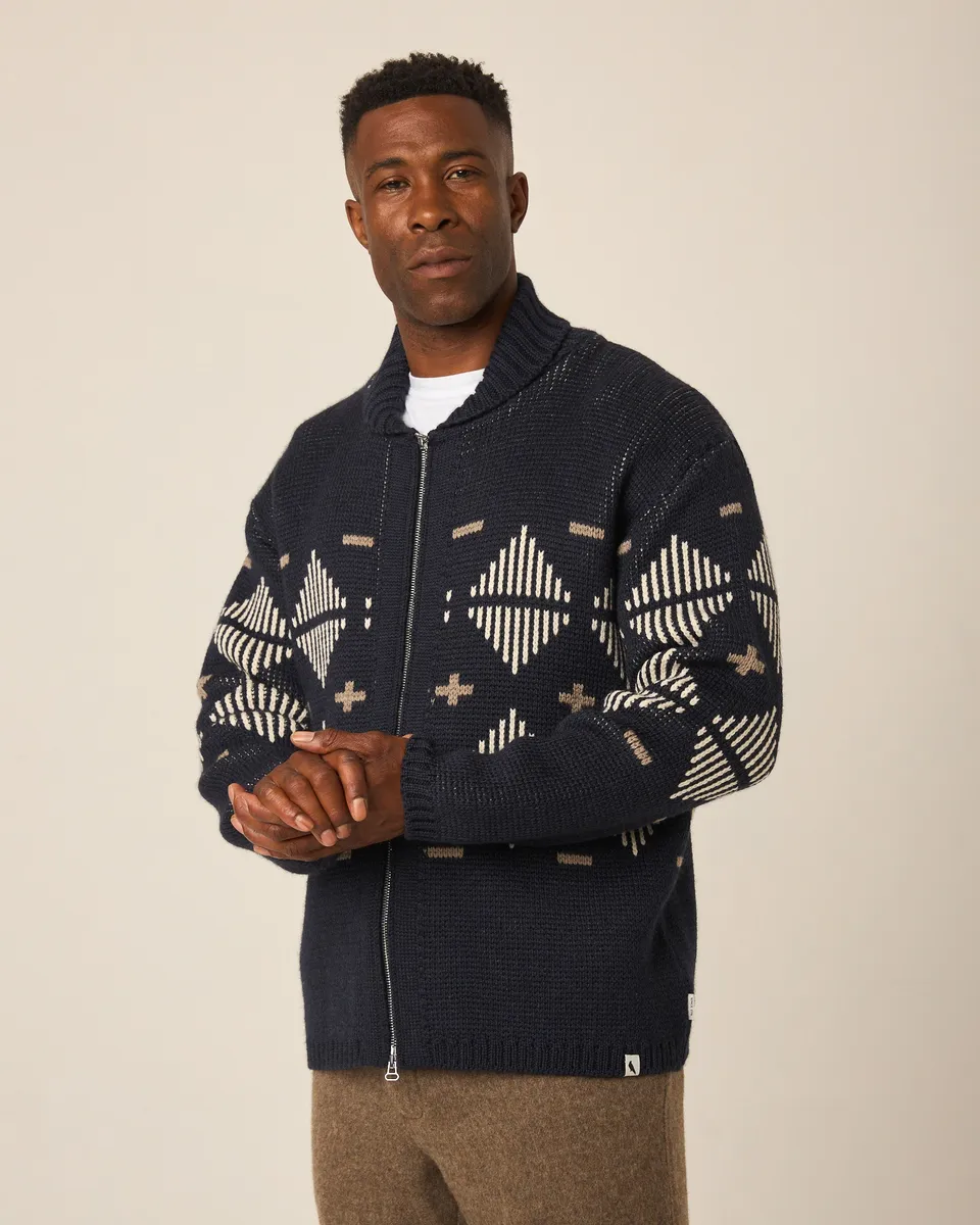 Peregrine Mountain Zip Cardigan Strickjacke Cream Merino