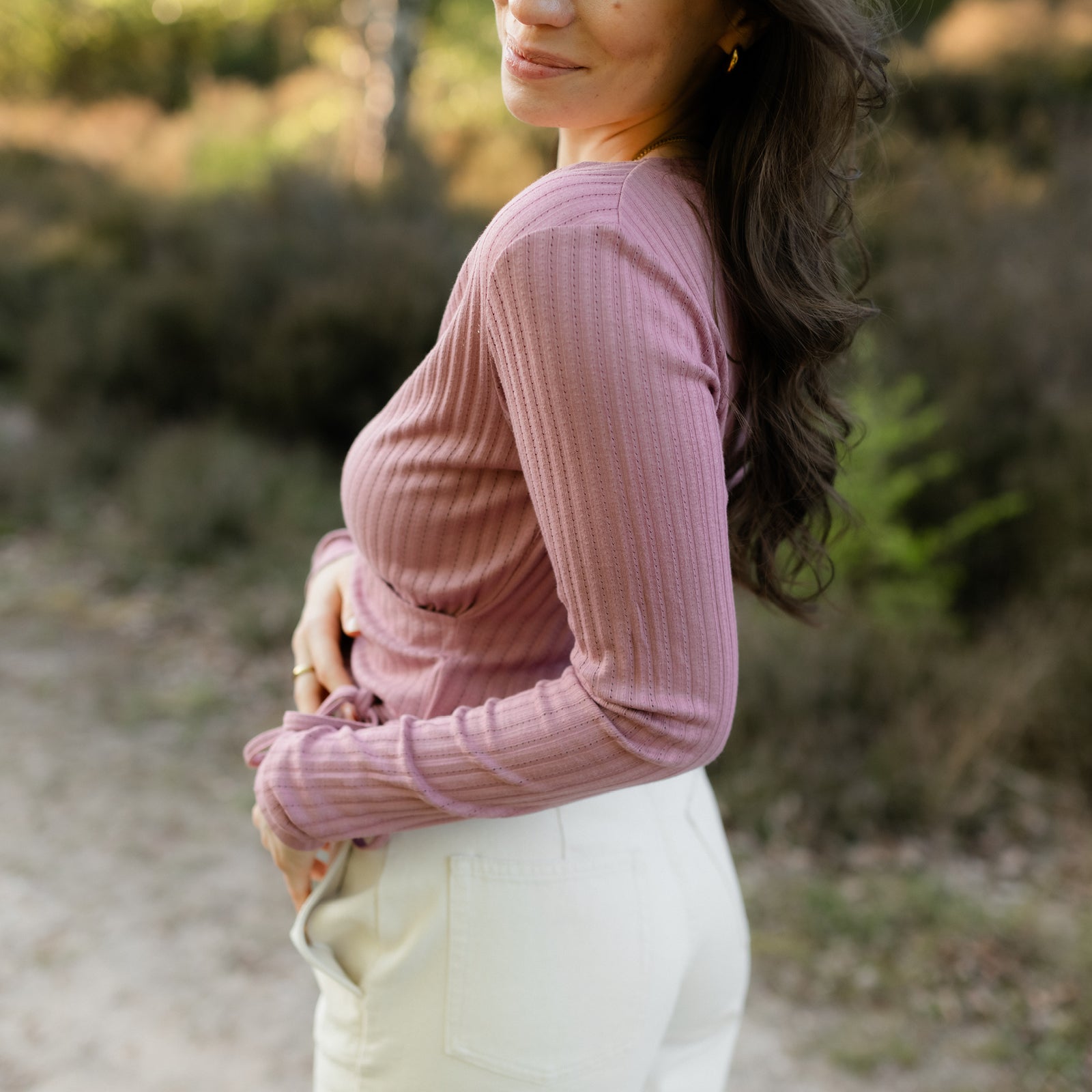 NORDLICHT Berit Wickelbluse Rosa Pointelle Tencel