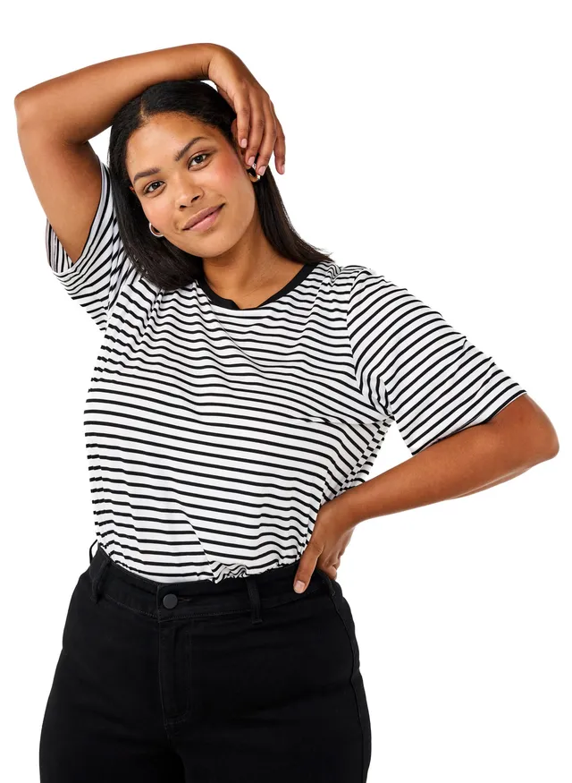 Zizzi T-Shirt Damen Rundhals Modal Print Große Größen