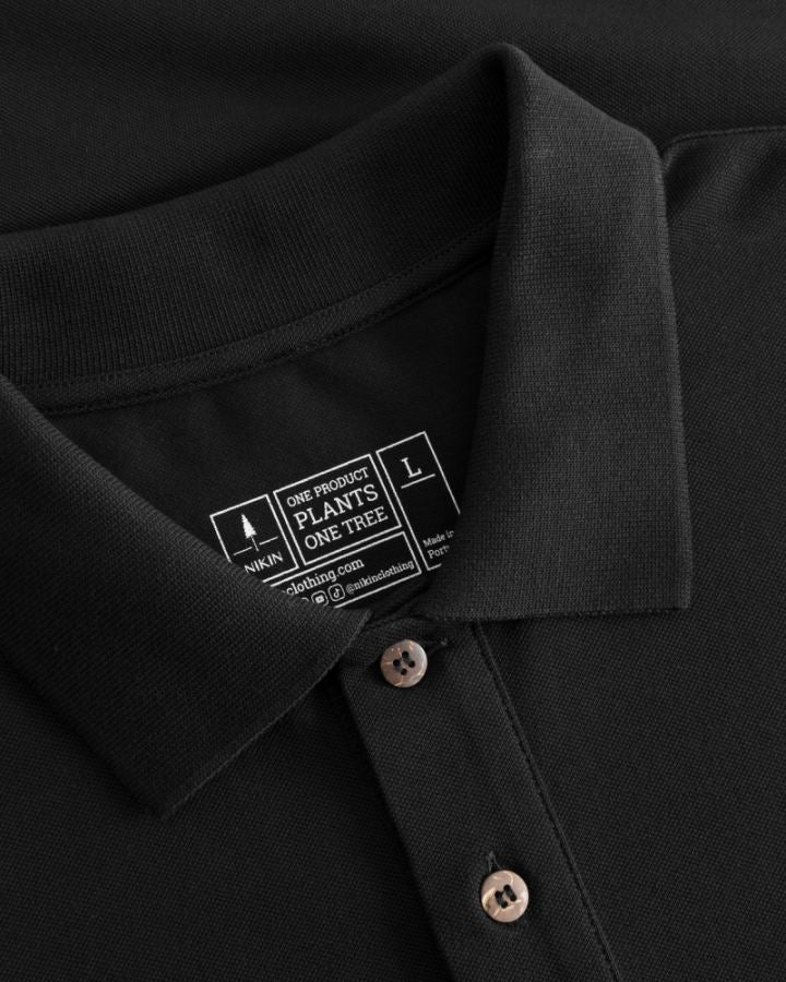 NIKIN TreePolo Poloshirt Schwarz Bio-Baumwolle GOTS