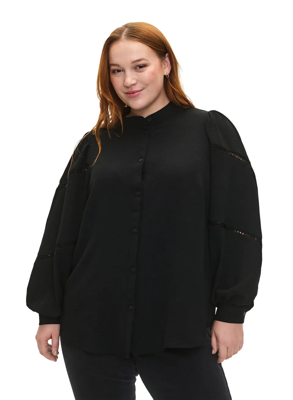 Zizzi Blouses & Shirts Hemdbluse Langarm Häkel Große Größen