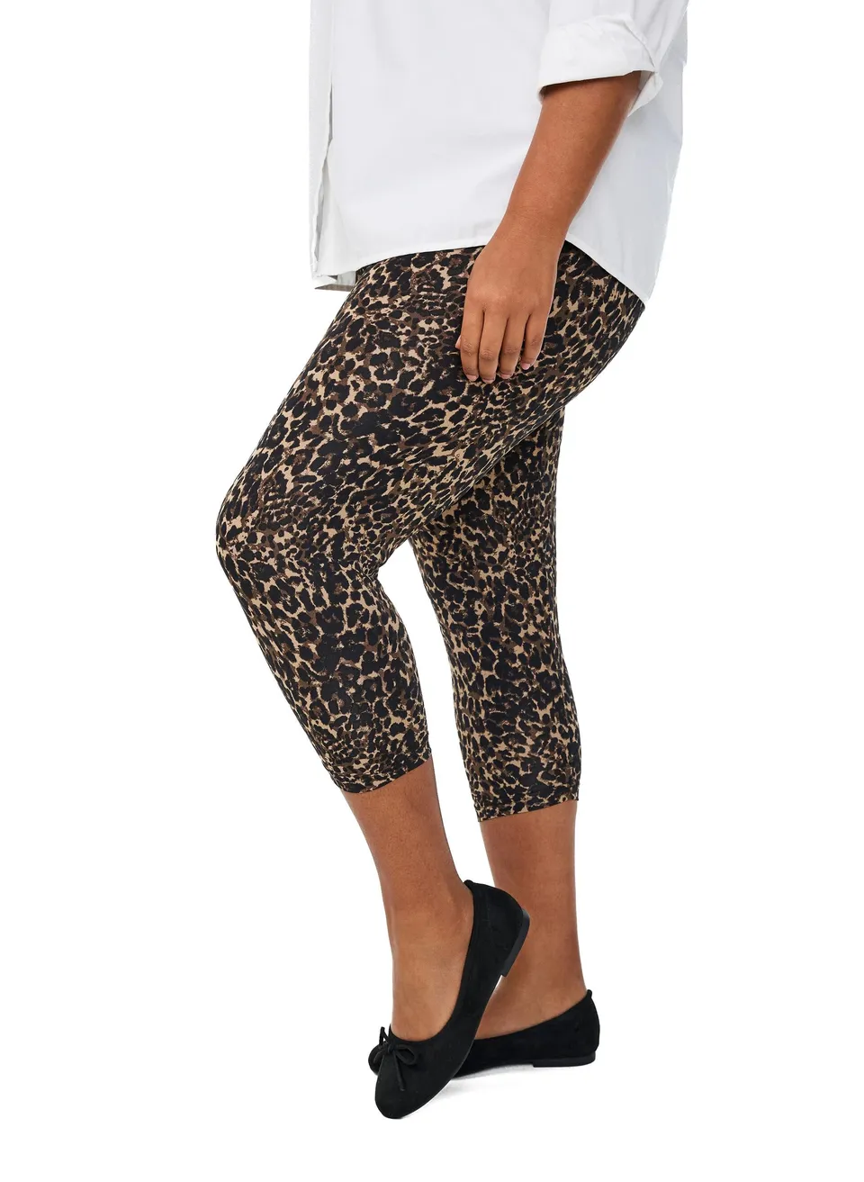 Zizzi 3/4 Leggings 2-Pack Schwarz Leo große Größen Damen