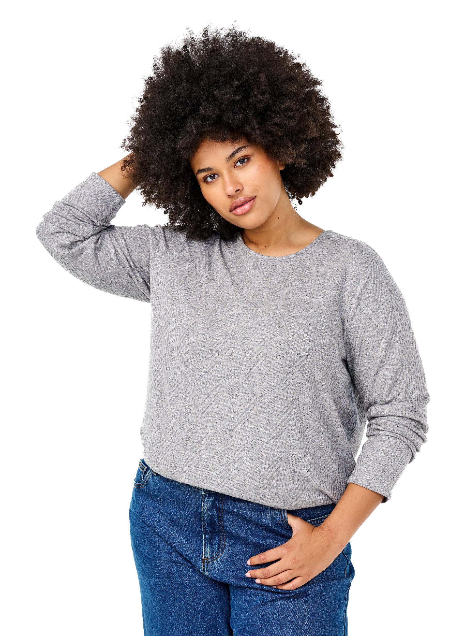 Zizzi Blouses Shirts Bluse Langarm Rundhals Muster 42-60
