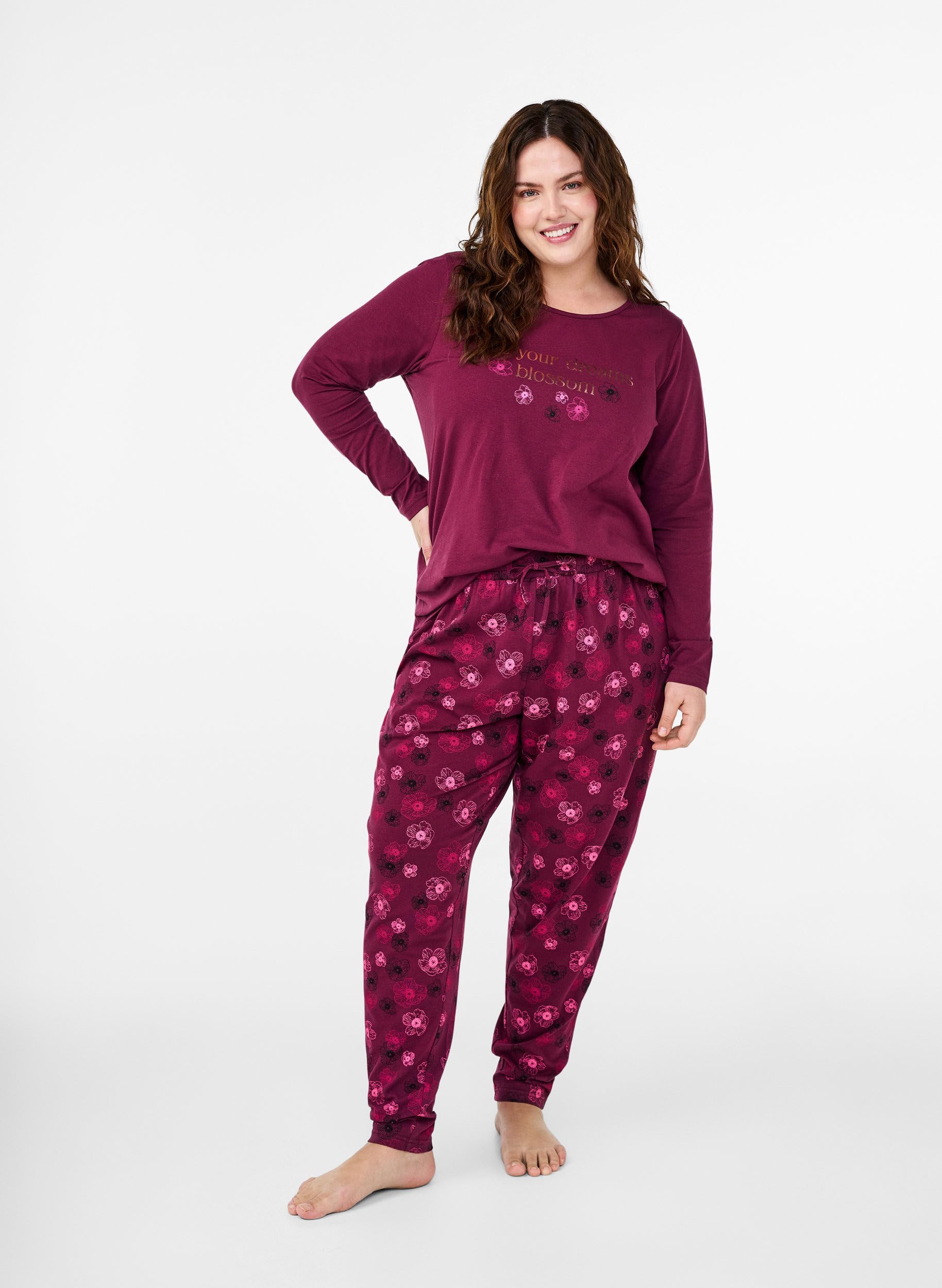 Zizzi Nightwear Schlafhose Baumwolle Druck Große Größen