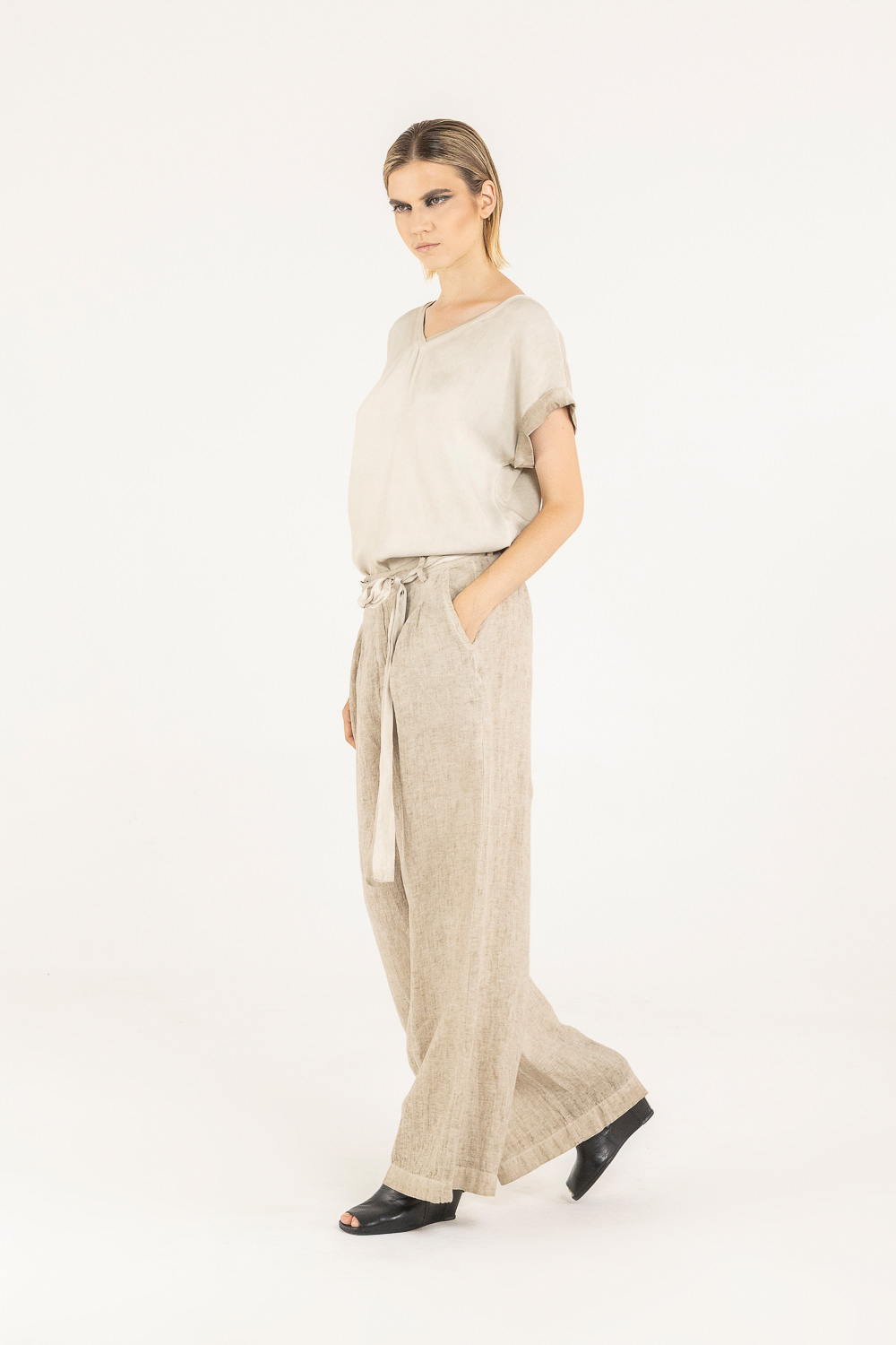 Sanctamuerte Pantaloni Pantalone Regular Hose Leinen Bügelfalte