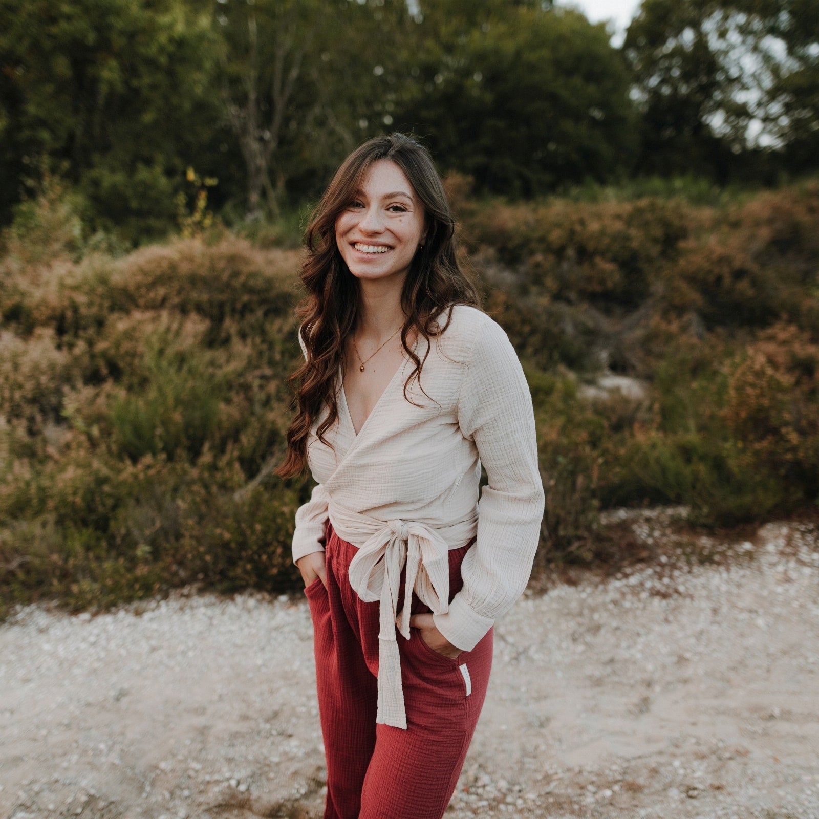 NORDLICHT Hosen Leja Musselin Hose Damen Rot gerade