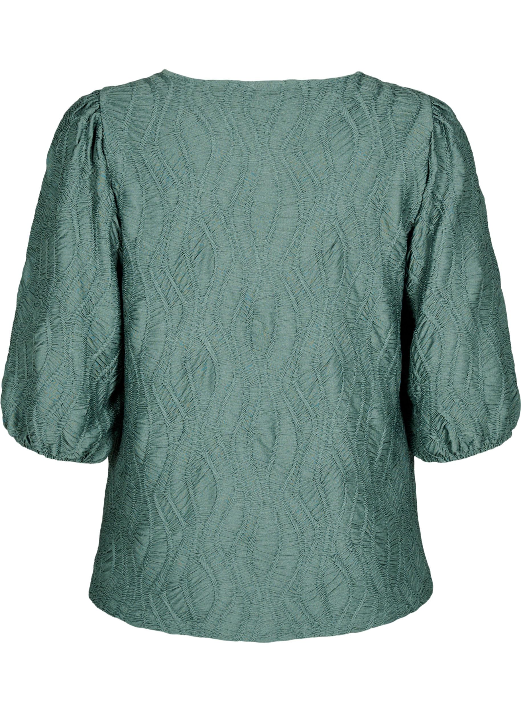 Zizzi Blouses Bluse Große Größen 42-60 3/4-Ärmel Textur